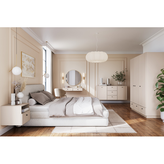 Wall Mounted Dressing Table Lorini - Cashmere / Black Handles