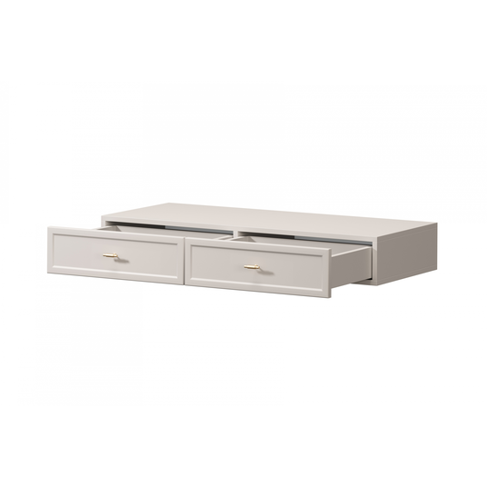 Wall Mounted Dressing Table Lorini - Cashmere / Gold Handles T-bar