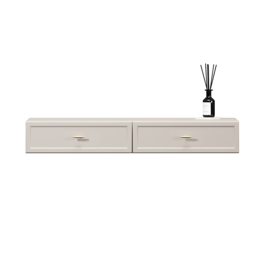 Wall Mounted Dressing Table Lorini - Cashmere / Gold Handles T-bar