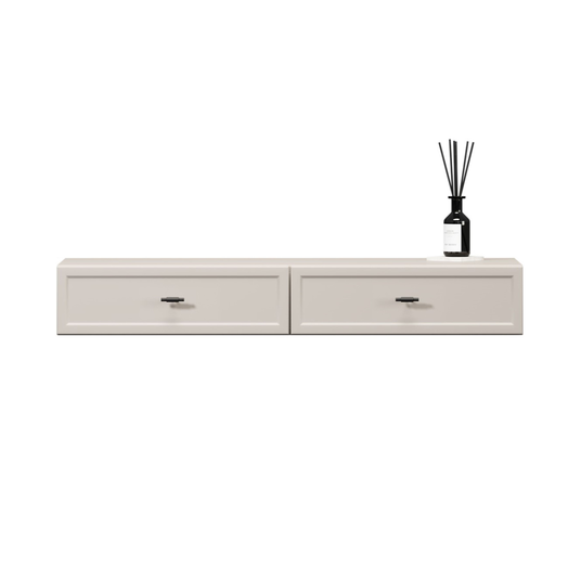 Wall Mounted Dressing Table Lorini - Cashmere / Black Handles T-bar