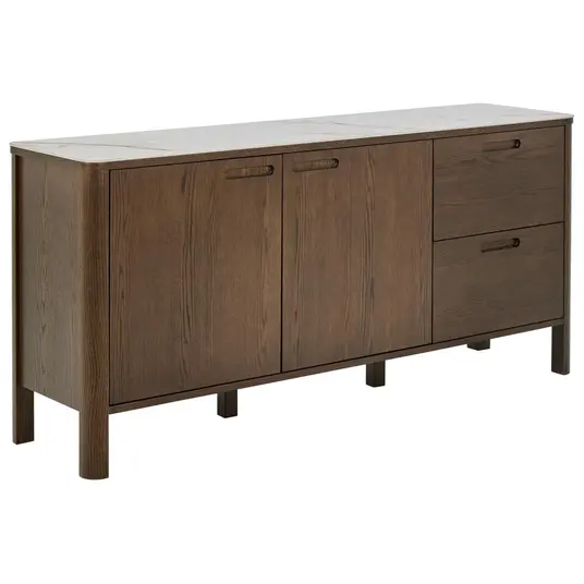 Southampton sideboard, Top ceramic cream Talvera, Base oak veneer smoke, 160x40x75 cm