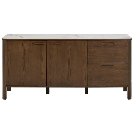 Southampton sideboard, Top ceramic cream Talvera, Base oak veneer smoke, 160x40x75 cm