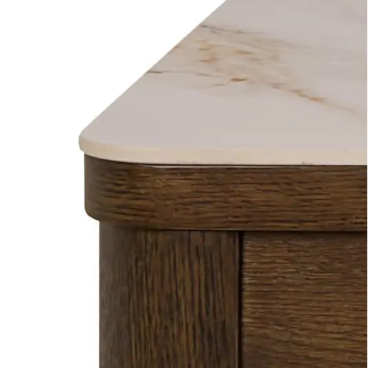 Southampton dining table, Top ceramic cream Talvera, Base oak veneer smoke, 180x90x75 cm