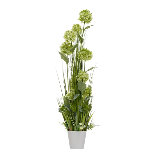 Kunstlill IN GARDEN H120cm, roheline hortensia, rohukõrred potis