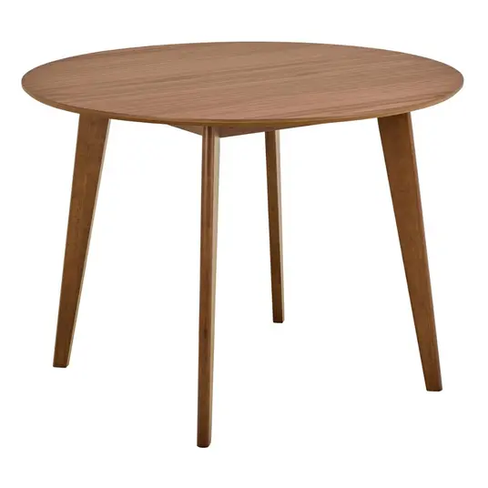 Roxby dining table set, Top walnut veneer matt, Base rubberw. walnut stain, Ø105x76 cm