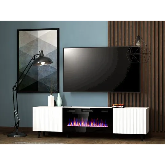 PAFOS EF TV stand 180 white/white with black legs