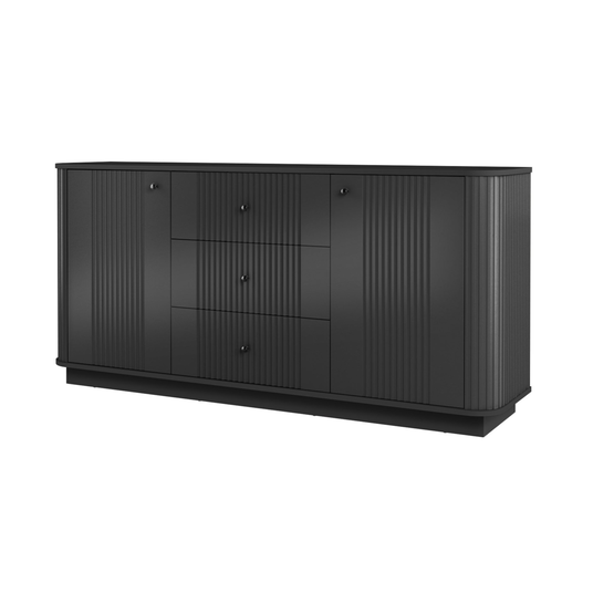 Chest Of Doors Vesper 160 Cm With 3 Drawers - Black / Black Handles