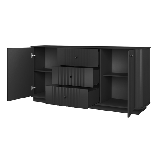 Chest Of Doors Vesper 160 Cm With 3 Drawers - Black / Black Handles