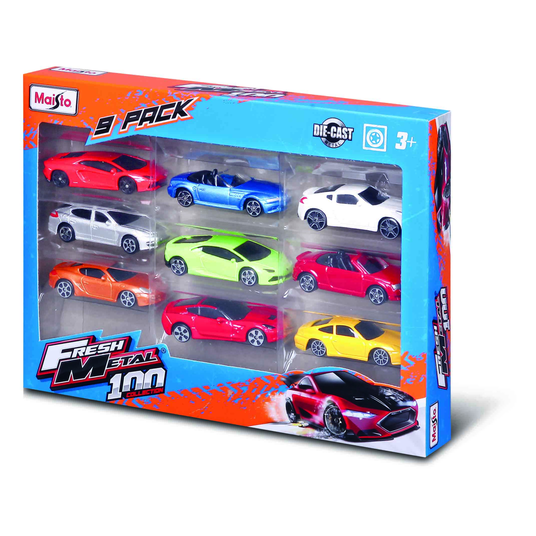 MAISTO DIE CAST auto model set Fresh Metal 3", 9 pack, 11077