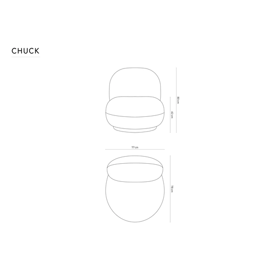 Pöördtool Chuck, 1 istekoht, 78x77x80, telliskivi imitatsioon