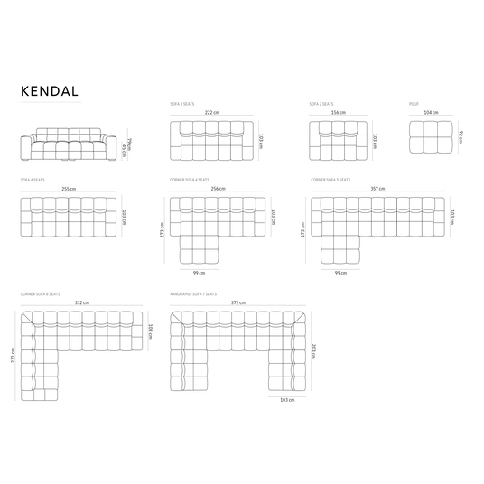 Sametist tumba, Kendal, 1 istekoht, 104x72x45, Camelot