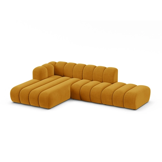 Velvet mooduldiivan vasakule avatud nurgaga, Lupine, 5 kohta, 299x177x70, kollane