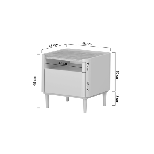 Night Stand Elivo - Cashmere / Oiled Oak / Cashmere Legs