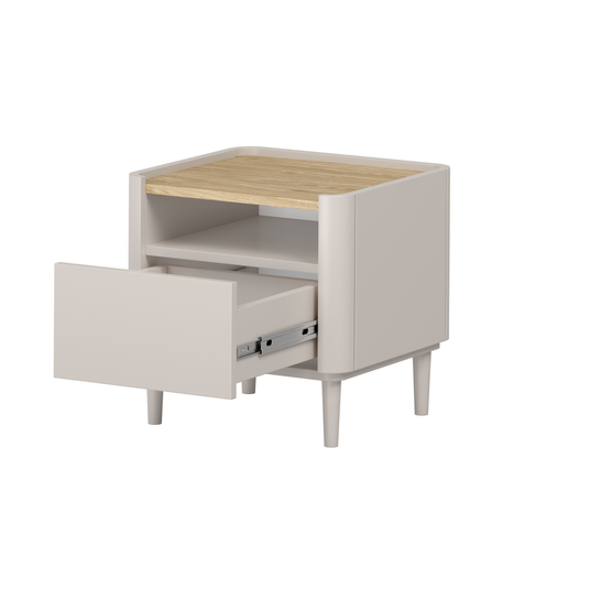 Night Stand Elivo - Cashmere / Oiled Oak / Cashmere Legs