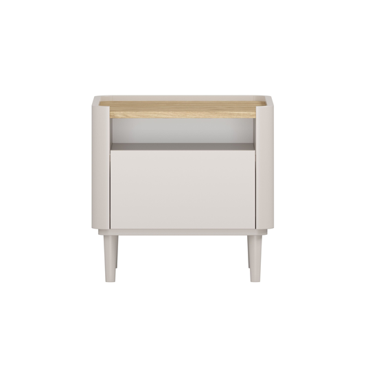 Night Stand Elivo - Cashmere / Oiled Oak / Cashmere Legs