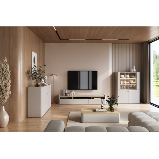 Vitrine Elivo - Cashmere / Oiled Oak