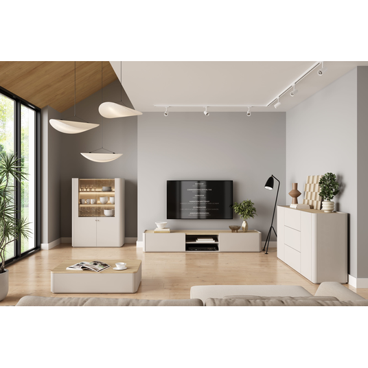 Vitrine Elivo - Cashmere / Oiled Oak