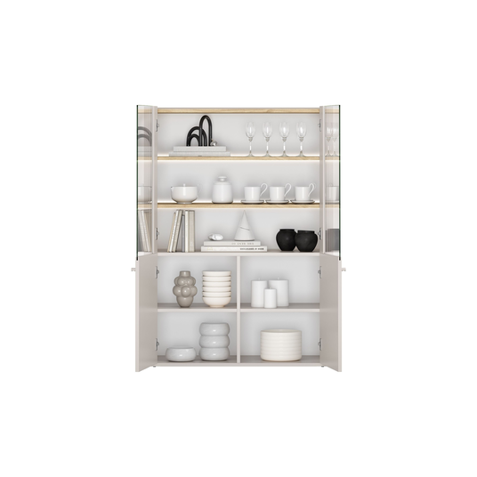 Vitrine Elivo - Cashmere / Oiled Oak
