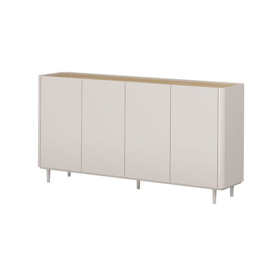 Chest Of 4 Door Elivo - Cashmere / Oiled Oak / Cashmere Legs