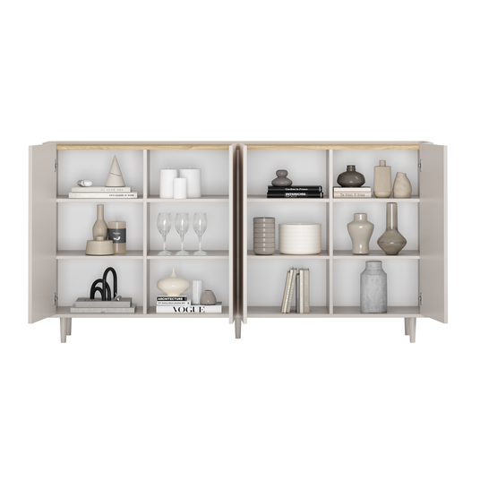 Chest Of 4 Door Elivo - Cashmere / Oiled Oak / Cashmere Legs
