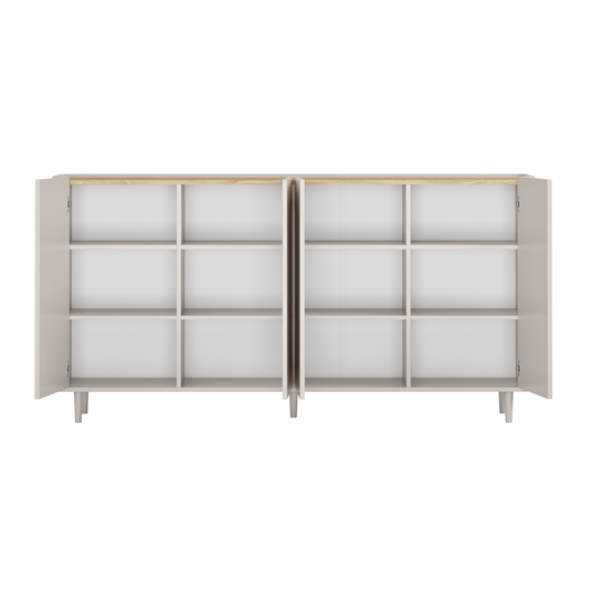 Chest Of 4 Door Elivo - Cashmere / Oiled Oak / Cashmere Legs