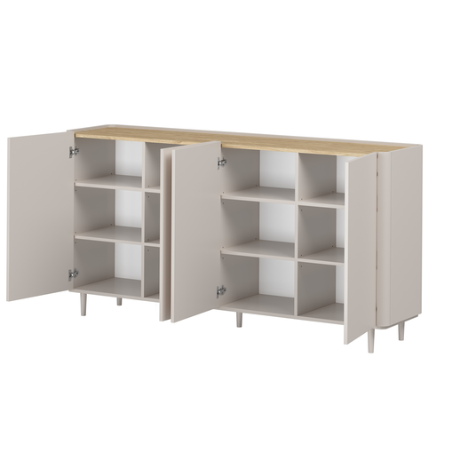 Chest Of 4 Door Elivo - Cashmere / Oiled Oak / Cashmere Legs