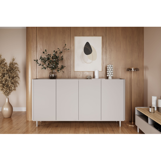 Chest Of 4 Door Elivo - Cashmere / Oiled Oak / Cashmere Legs