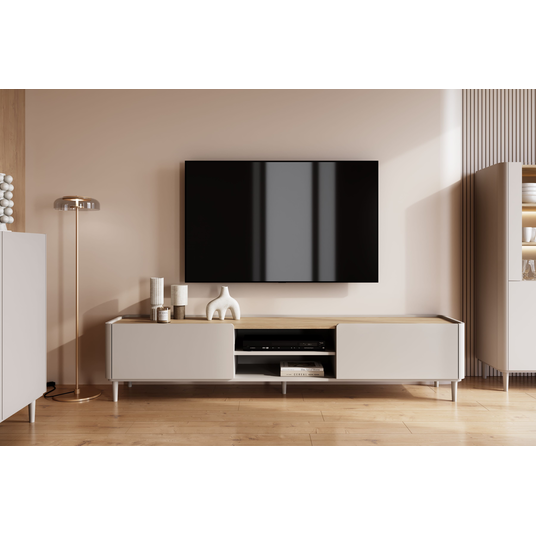Tv Set Elivo 220 cm - Cashmere / Oiled Oak / Cashmere Legs