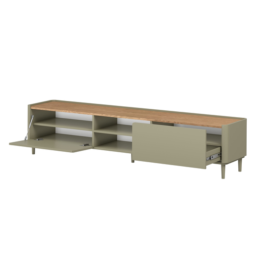 TV komplekt Elivo 220 cm - Eukalüpt / Baltic Dune Oak / Eukalüptist jalad