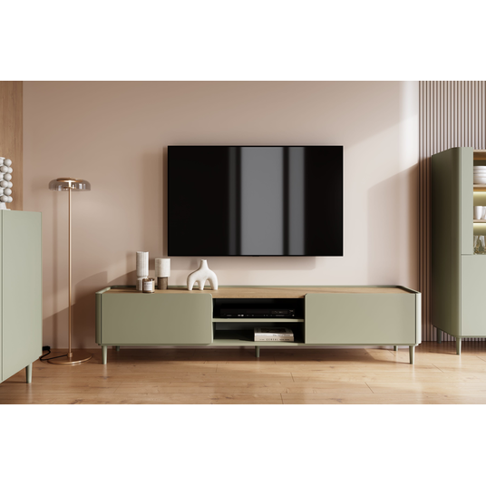 TV komplekt Elivo 220 cm - Eukalüpt / Baltic Dune Oak / Eukalüptist jalad