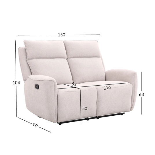 Diivan MAREN 2-kohaline manuaalne recliner 150x90xH104cm, beež