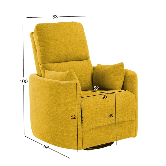 Tugitool STINA kiikuv ja pöörlev manuaalne recliner 83x88xH100cm, kollane