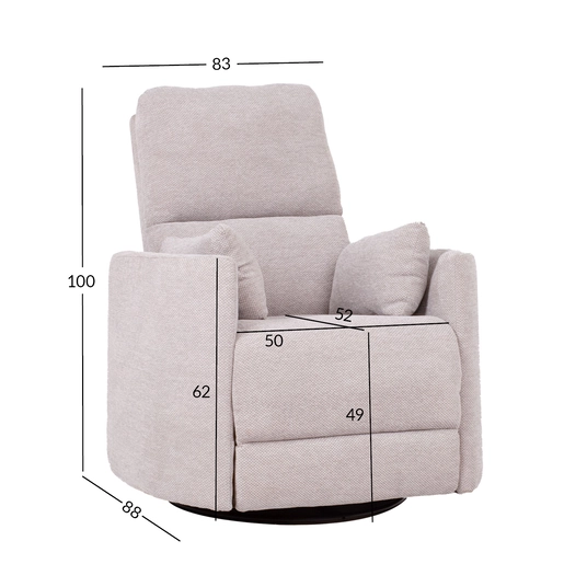 Tugitool STINA kiikuv ja pöörlev manuaalne recliner 83x88xH100cm, hall