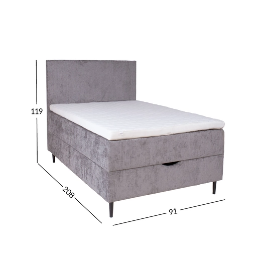 Kontinentaalvoodi LAARA 90x200cm, hall, 91x208xH119cm