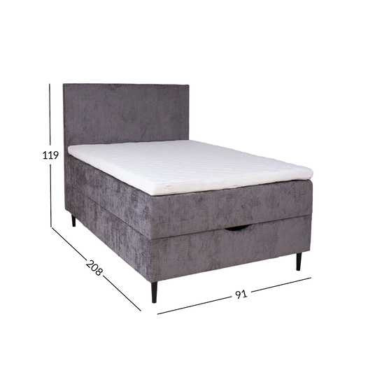 Kontinentaalvoodi LAARA 90x200cm, grafiit, 91x208xH119cm