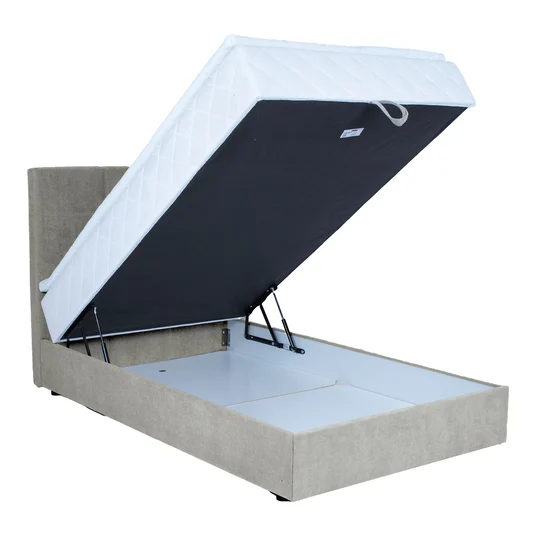 Continental bed LEVI 120x200cm, with mattress, dark beige