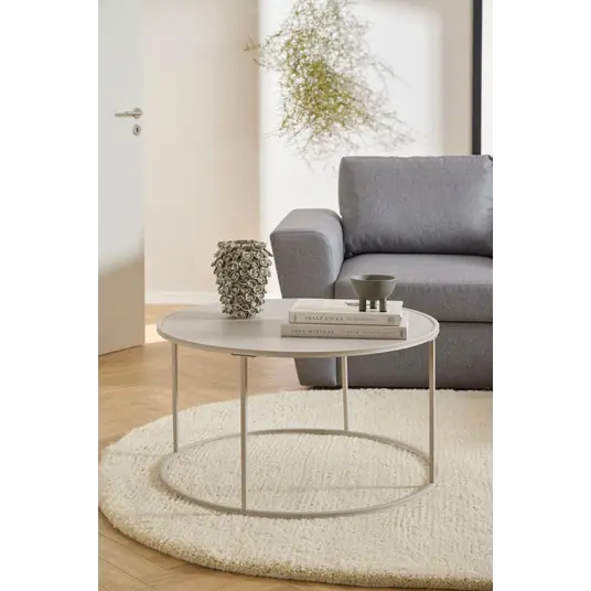 Seaford coffee table, Top melamine grey, Base steel matt grey, Ø80x45 cm
