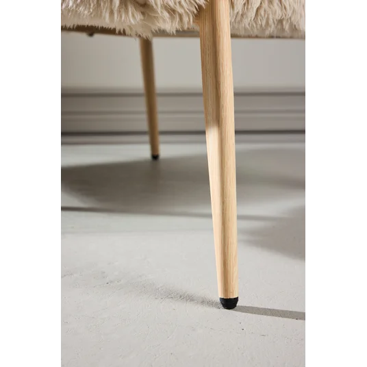 Zenzi Armchair - Woodlook steel frame / Beige Fake Fur