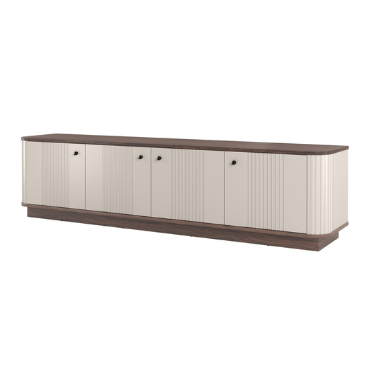 TV komplekt Vesper 187 cm - Cashmere / Pähkel / Mustad käepidemed
