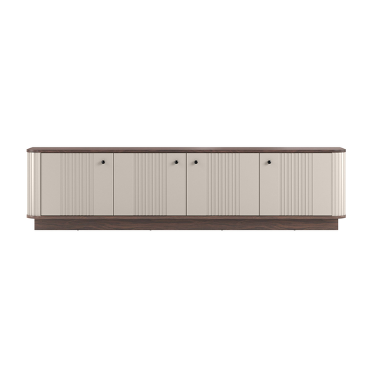 TV komplekt Vesper 187 cm - Cashmere / Pähkel / Mustad käepidemed