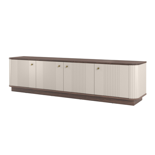 TV komplekt Vesper 187 cm - Cashmere / Pähkel / Kuldsed käepidemed