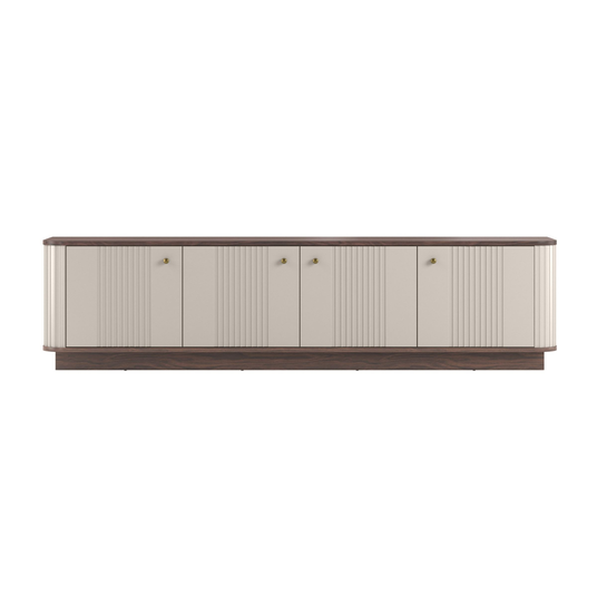 TV komplekt Vesper 187 cm - Cashmere / Pähkel / Kuldsed käepidemed