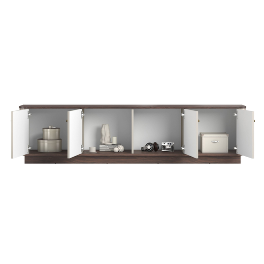 TV komplekt Vesper 187 cm - Cashmere / Pähkel / Kuldsed käepidemed