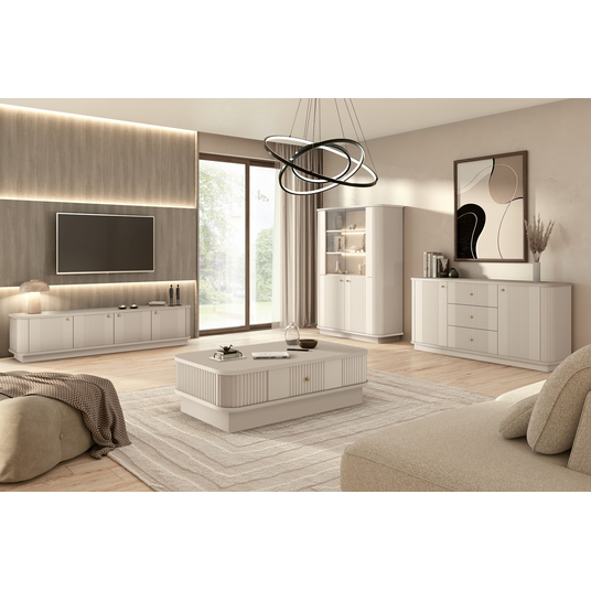 Tv Set Vesper 187 Cm - Cashmere / Gold Handles