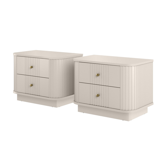 Set Of Night Stands Vesper - Cashmere / Gold Handles