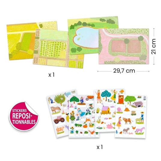 Kūrybos rinkinys Djeco Lift Up Stickers Farm DJ00045
