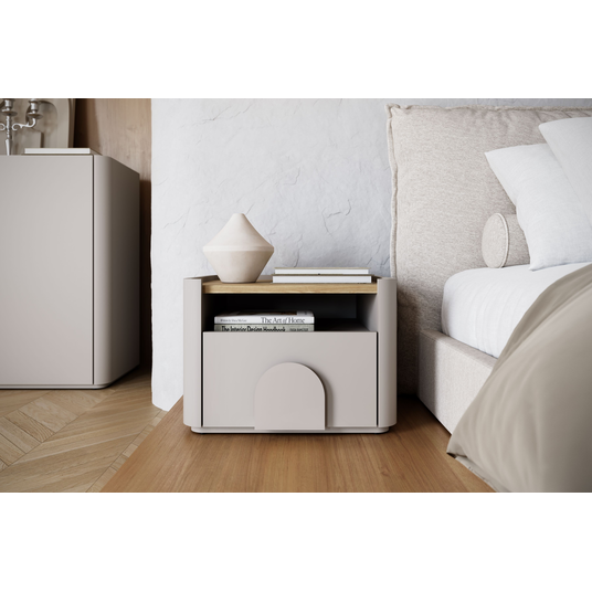 Night Stand Amilio - Cashmere / Oiled Oak / Cashmere Handles