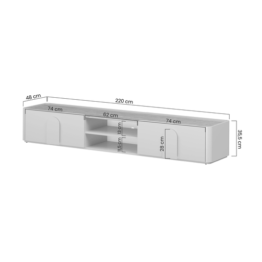Tv Set Amilio 220 Cm - Cashmere / Oiled Oak / Cashmere Handles