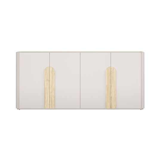 Chest Of 4 Door Amilio - Cashmere / Oiled Oak / Light Oak Handles
