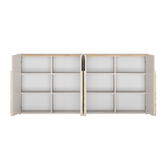 Chest Of 4 Door Amilio - Cashmere / Oiled Oak / Light Oak Handles